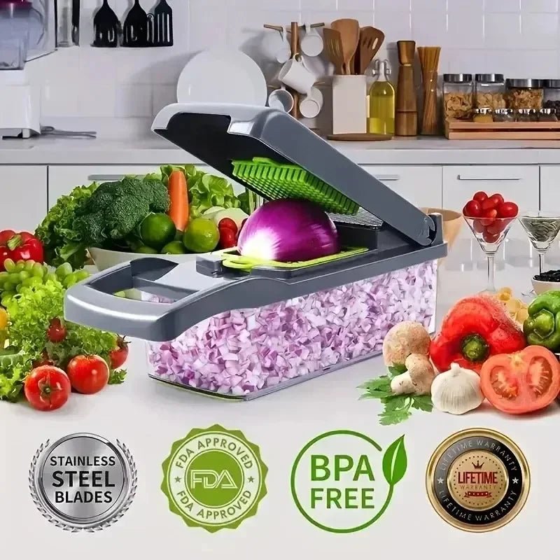 14 - in - 1 Multi - Function Vegetable Chopper - Kitchen Food Slicer & Dicer - Tower Exclusives