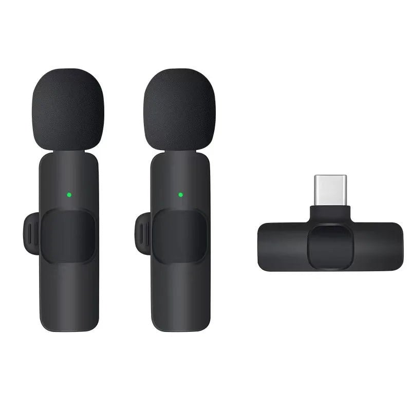 2 - in - 1 Wireless Lavalier Microphone - Type - C & iPhone Compatible Noise Canceling Mic - Tower Exclusives