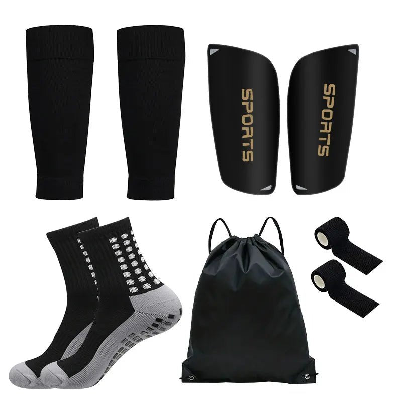 5PCS Set Football Bag Soccer Socks Teenagers Men Sport Grip Socks Soccer Leg Cover Bandage Shin Pads Soccer Training Shank Board - Tower Exclusives
