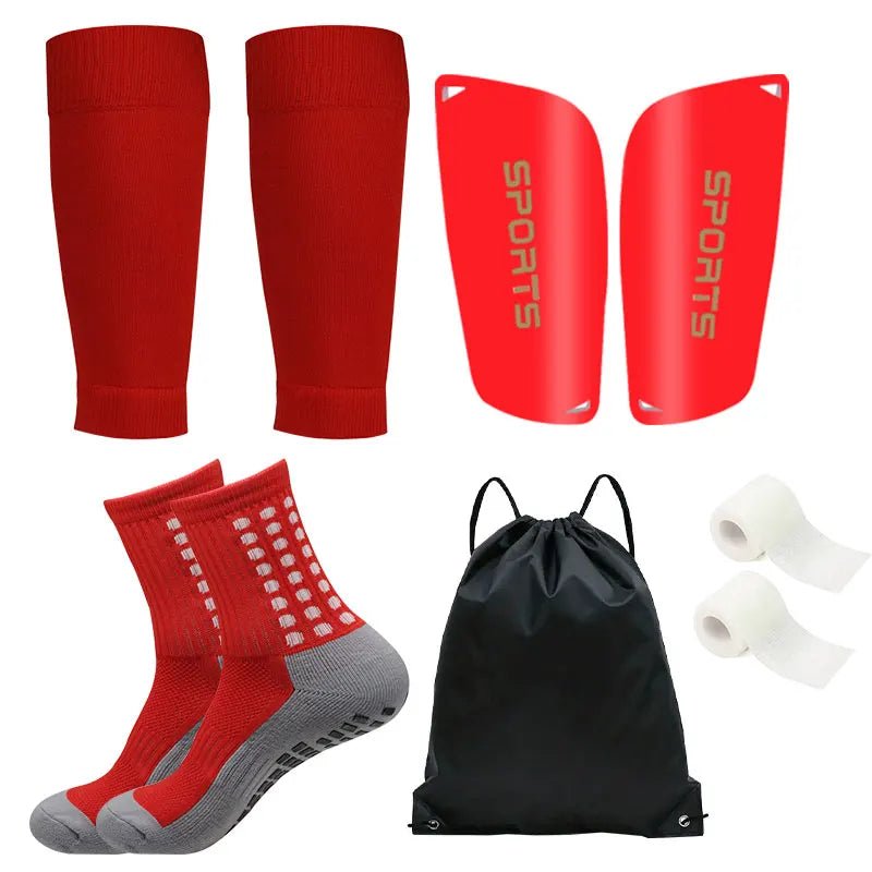 5PCS Set Football Bag Soccer Socks Teenagers Men Sport Grip Socks Soccer Leg Cover Bandage Shin Pads Soccer Training Shank Board - Tower Exclusives