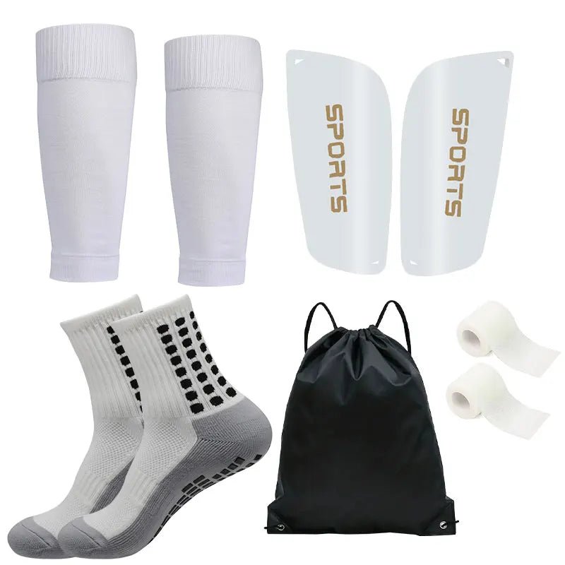 5PCS Set Football Bag Soccer Socks Teenagers Men Sport Grip Socks Soccer Leg Cover Bandage Shin Pads Soccer Training Shank Board - Tower Exclusives