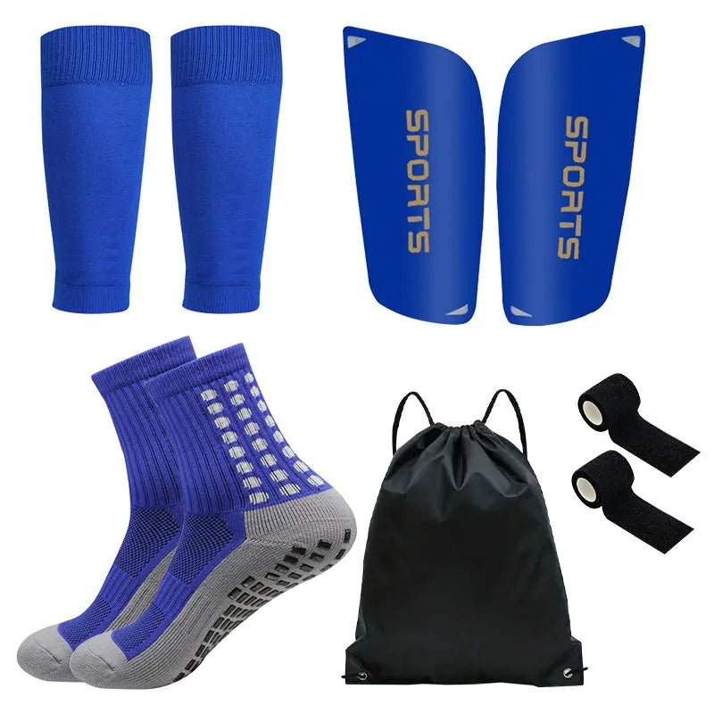 5PCS Set Football Bag Soccer Socks Teenagers Men Sport Grip Socks Soccer Leg Cover Bandage Shin Pads Soccer Training Shank Board - Tower Exclusives