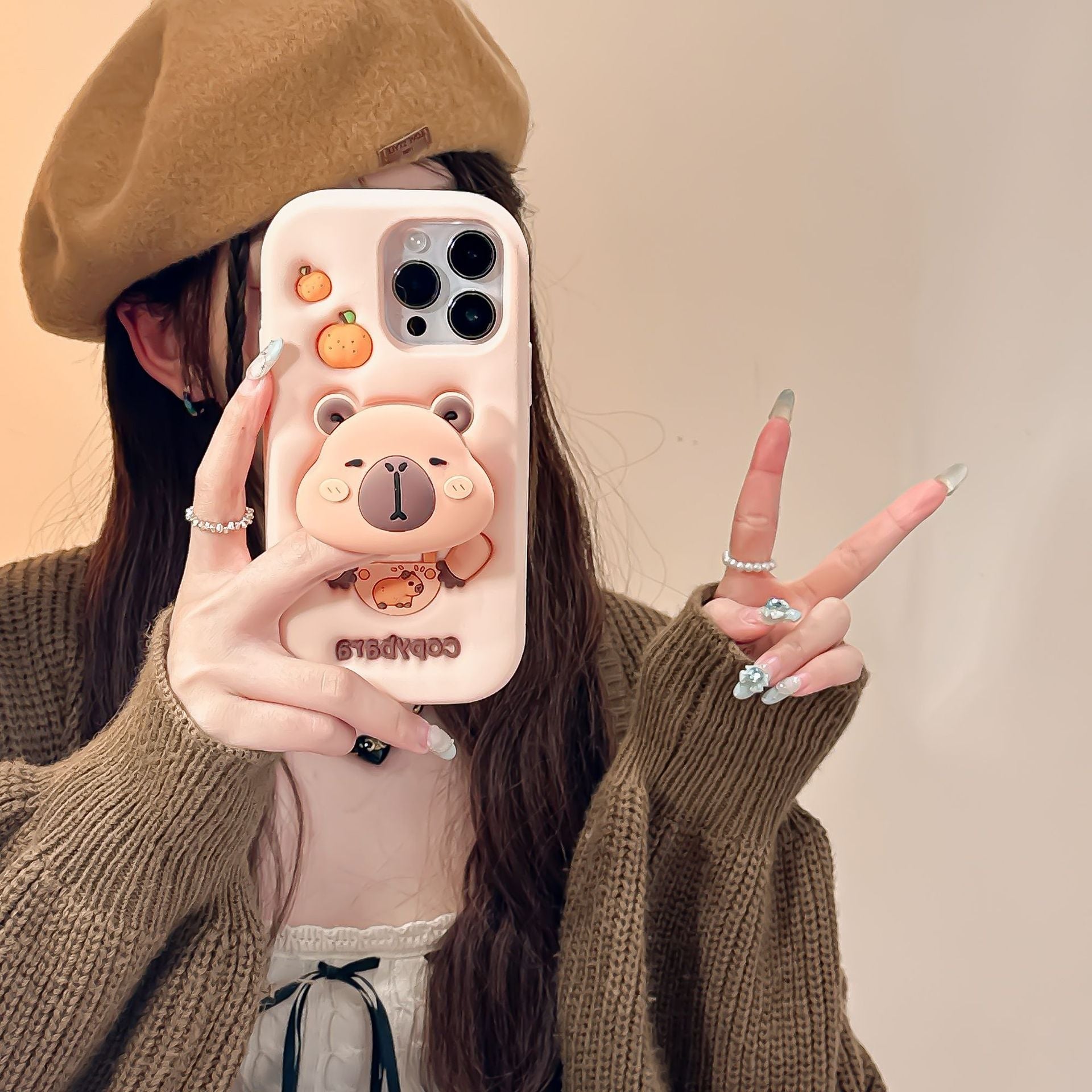 Capybara Stretchable Bracket iPhone 17 Case Compatible with Apple 16, 15/14 Pro Max, 13 Phone Cover - Tower Exclusives