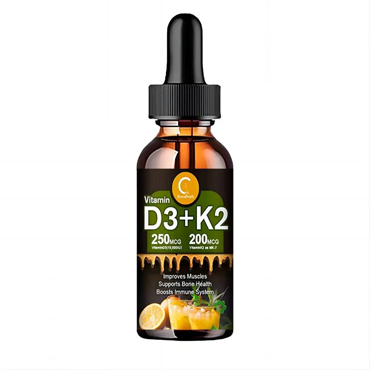 Liquid Vitamin D3K2 Drops - Bone Health & Immune Support Supplement - Tower Exclusives