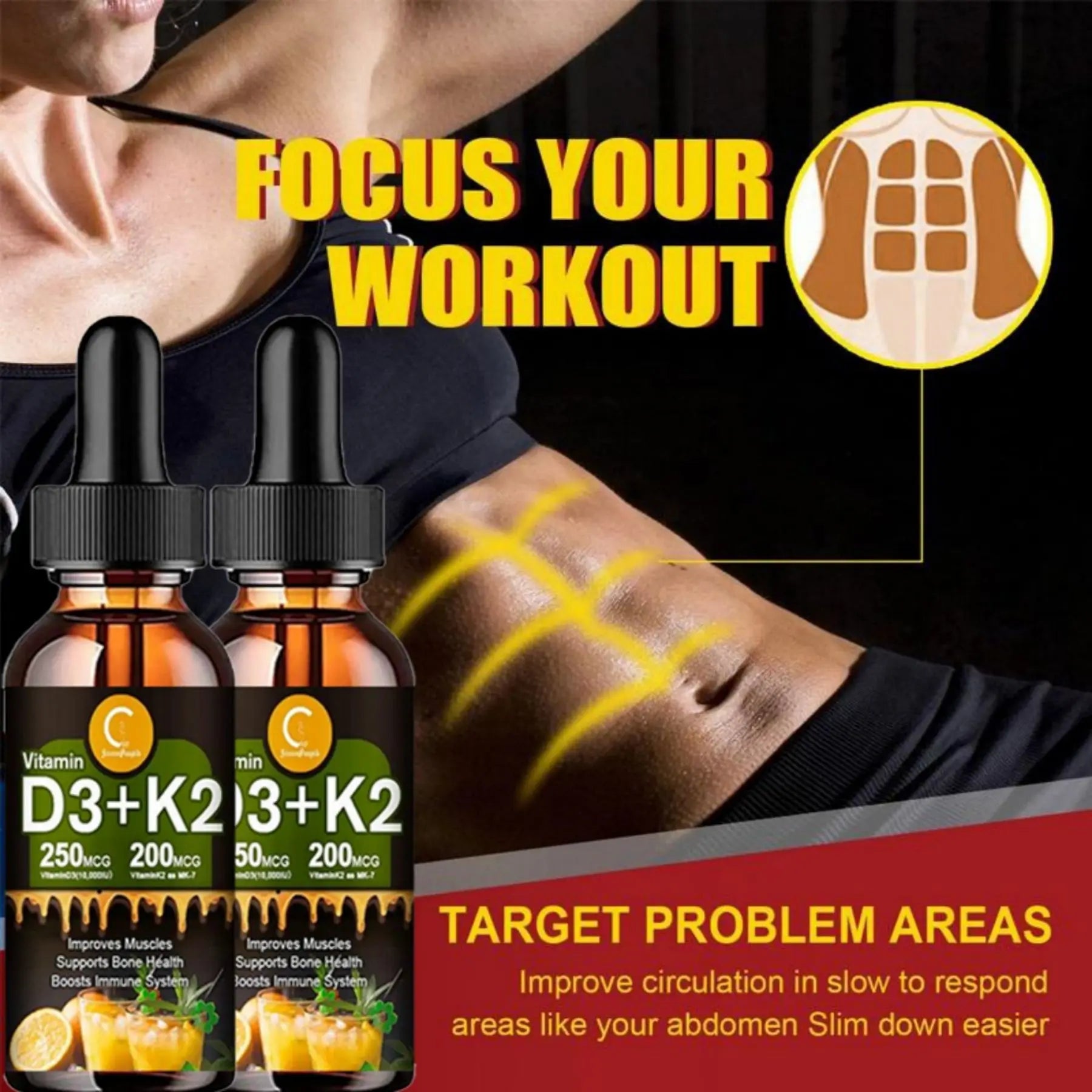 Liquid Vitamin D3K2 Drops - Bone Health & Immune Support Supplement - Tower Exclusives