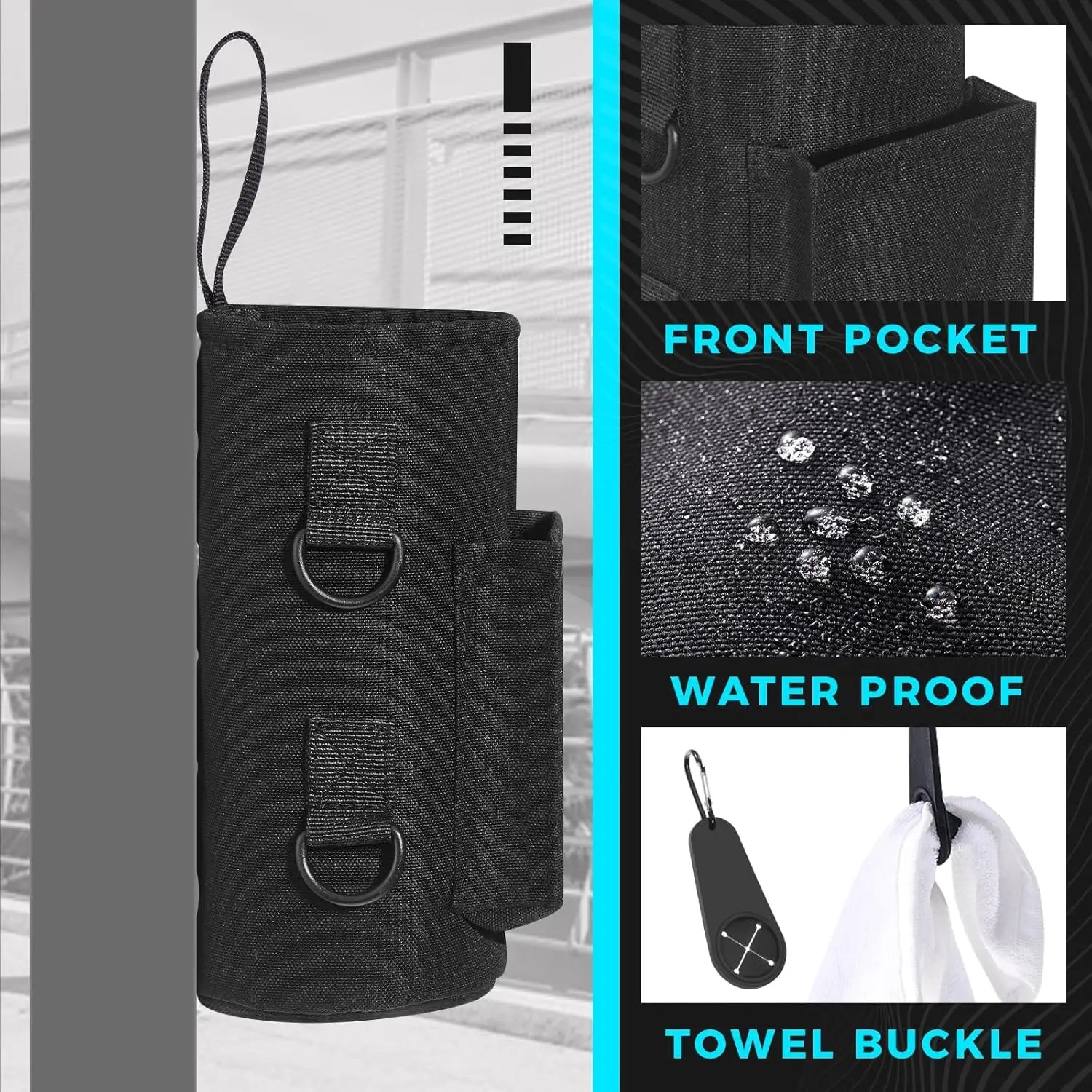 Magnetic Water Bottle Holder - Gym & Outdoor Pouch with Phone Pocket - Tower Exclusives