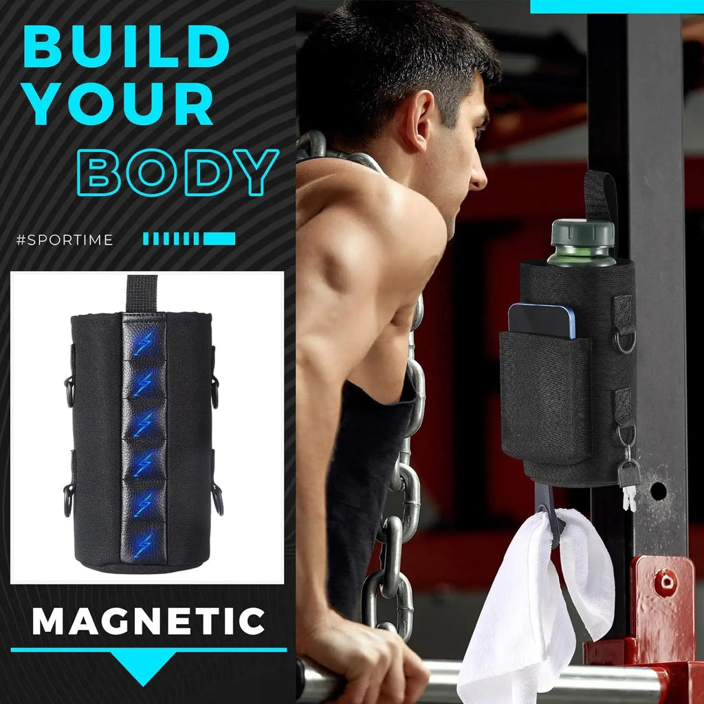 Magnetic Water Bottle Holder - Gym & Outdoor Pouch with Phone Pocket - Tower Exclusives