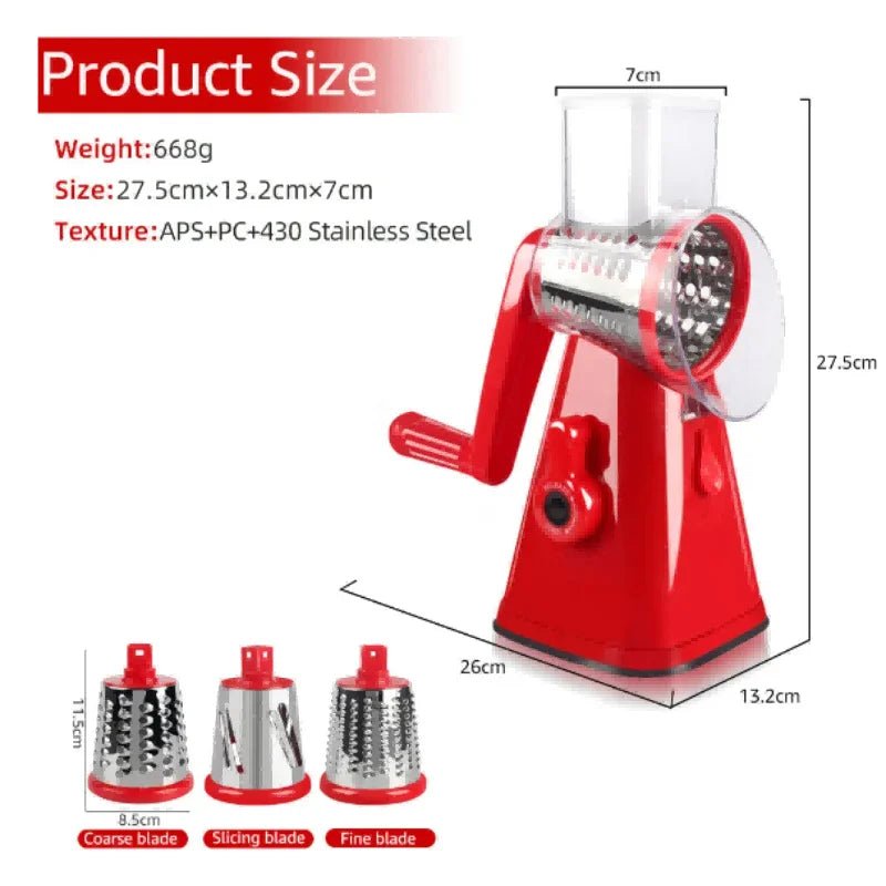 Multifunctional Fruit Slicer, Manual Rotary Cheese Grater, Food Grater, Vegetable Cutter, Vegetable Grater, Shredders - Tower Exclusives