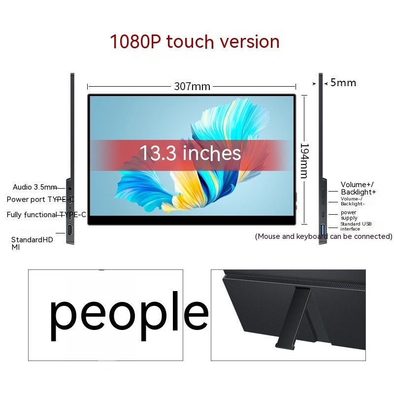 Portable Touch Monitor 13.3 - 15.6 Inch - External Display for Laptop & Phone - Tower Exclusives