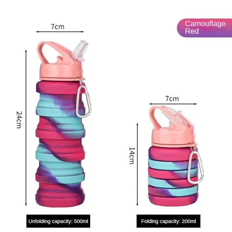 Collapsible Silicone Sports Water Bottle with Carabiner - Leakproof, BPA Free - Tower Exclusives