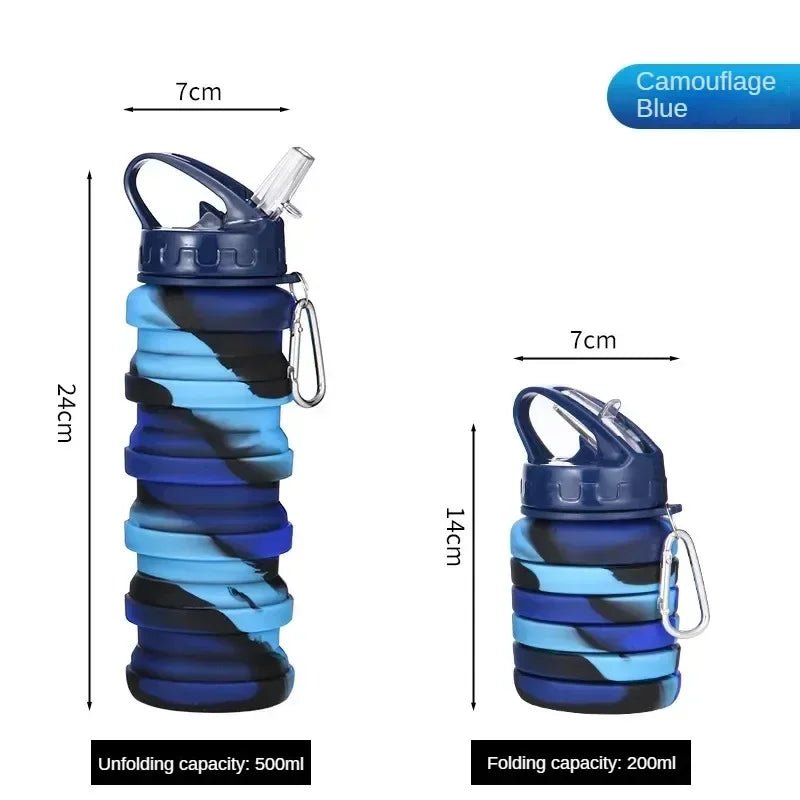 Collapsible Silicone Sports Water Bottle with Carabiner - Leakproof, BPA Free - Tower Exclusives