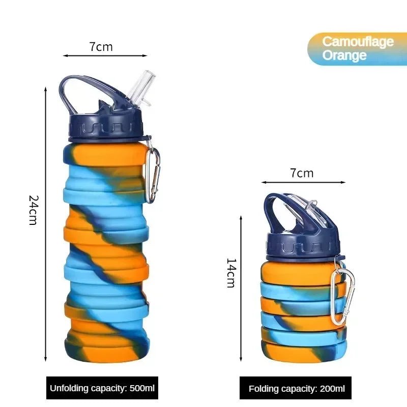 Collapsible Silicone Sports Water Bottle with Carabiner - Leakproof, BPA Free - Tower Exclusives