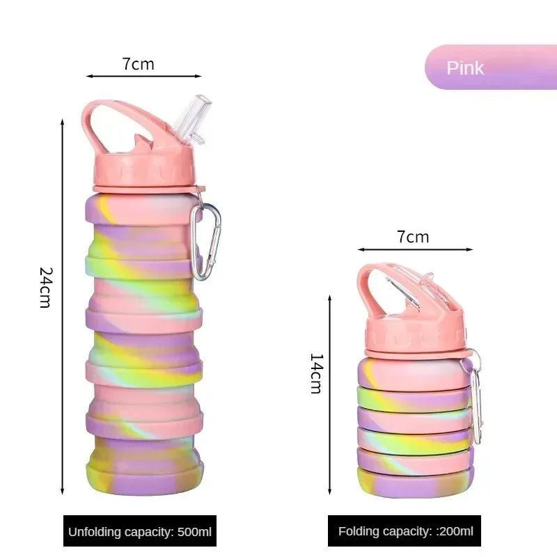 Collapsible Silicone Sports Water Bottle with Carabiner - Leakproof, BPA Free - Tower Exclusives