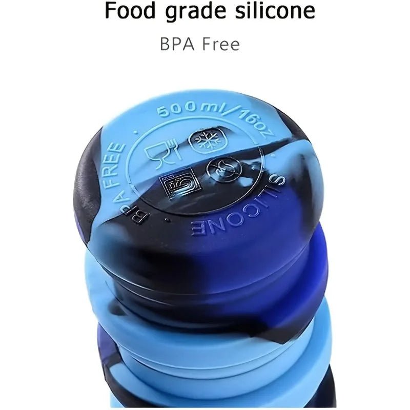 Collapsible Silicone Sports Water Bottle with Carabiner - Leakproof, BPA Free - Tower Exclusives