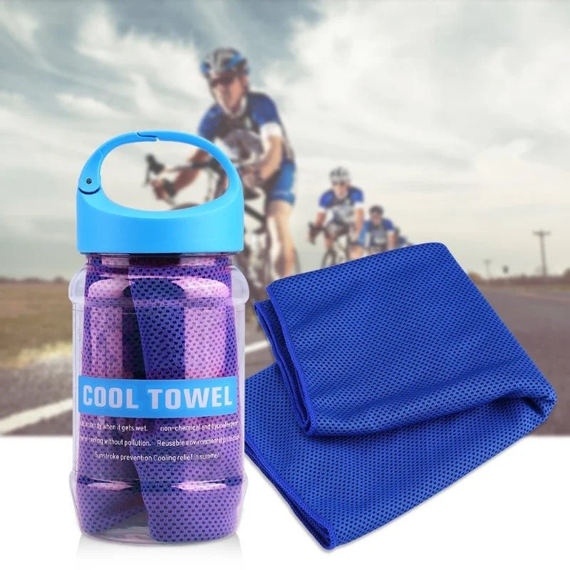 Super Breathable Cooling Effect Towel With Storage Bottle For Sports Gym Workout - Tower Exclusives