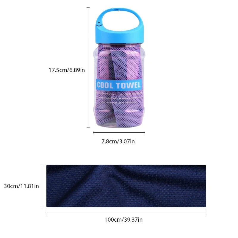 Super Breathable Cooling Effect Towel With Storage Bottle For Sports Gym Workout - Tower Exclusives