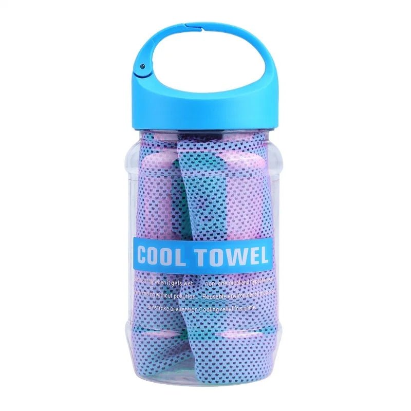 Super Breathable Cooling Effect Towel With Storage Bottle For Sports Gym Workout - Tower Exclusives
